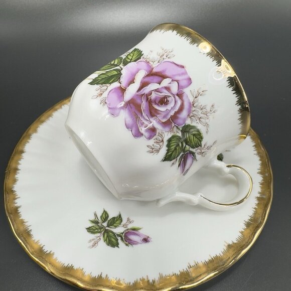 Kronester Bavaria Fine China Porcelain Teacup And Saucer Set Gold Edges Germany - Picture 7 of 15